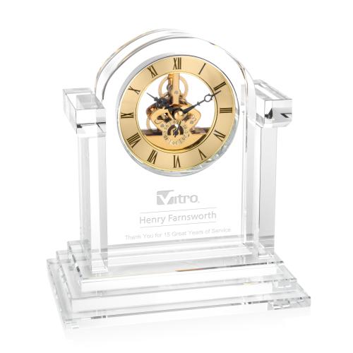 Elegant Velia Crystal Clock - Gold Accents Crystal Clocks - Elegant Velia Crystal Clock - Gold Accents