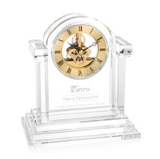 Elegant Velia Crystal Clock - Gold Accents - Crystal Clocks