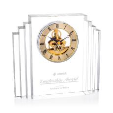 Elegant Optical Crystal Gold Skeleton Clock - Crystal Clocks