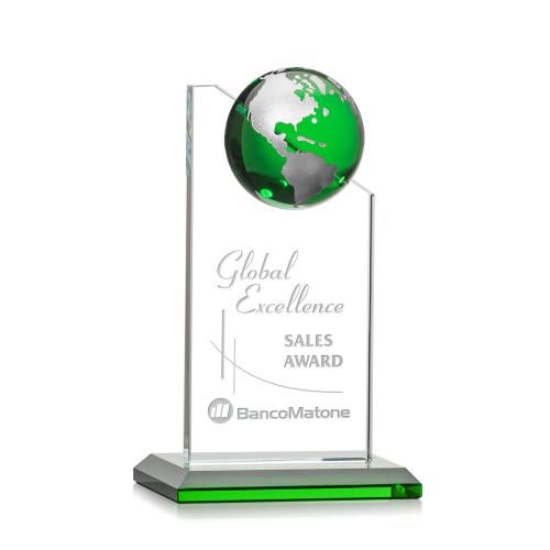 Trophies - Corporate Awards - Globe Awards - Arden Globe Tower Crystal Award with Base