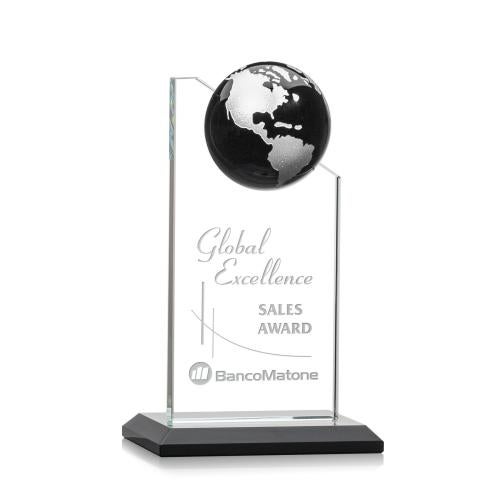 Trophies - Corporate Awards - Globe Awards - Arden Globe Crystal Award - Black/Silver