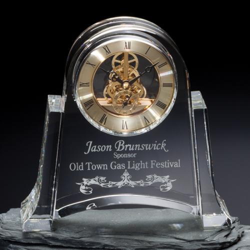 Crystal Clocks - Dresden Gold Skeleton Crystal Clock Award