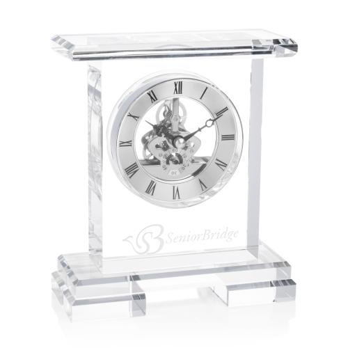Crystal Clocks - Crystal Skeleton Clock - Custom Engraving