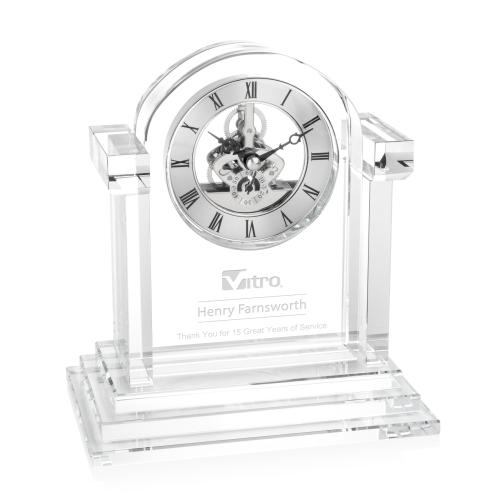 Elegant Crystal Arch Clock - Silver Movement Crystal Clocks - Elegant Crystal Arch Clock - Silver Movement