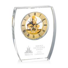 Optical Crystal Barchus Clock with Gold Accents - Crystal Clocks