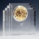 Optical Crystal Mantel Clock with Gold Skeleton