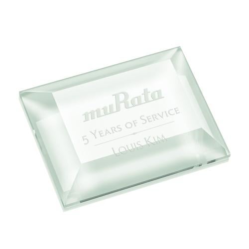 Personalized Gifts - Elegant Crystal Paperweight - Deep Etch Design