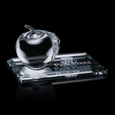 Elegant Glass Apple Award on Starfire Base - Personalized Gifts