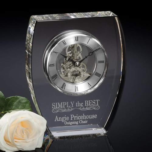 Montreal Crystal Clock Award - Silver Skeleton Crystal Clocks - Montreal Crystal Clock Award - Silver Skeleton