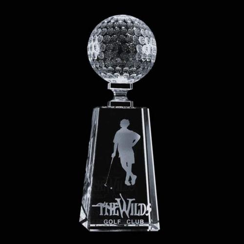 Golf Tower Crystal Award - Customizable Trophy Trophies - Golf Awards and Trophies - Golf Tower Crystal Award - Customizable Trophy