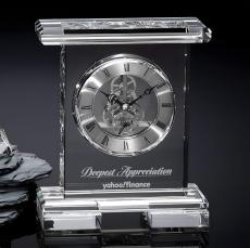 Crystal Mantle Clock with Modern Skeleton Dial - Crystal Clocks