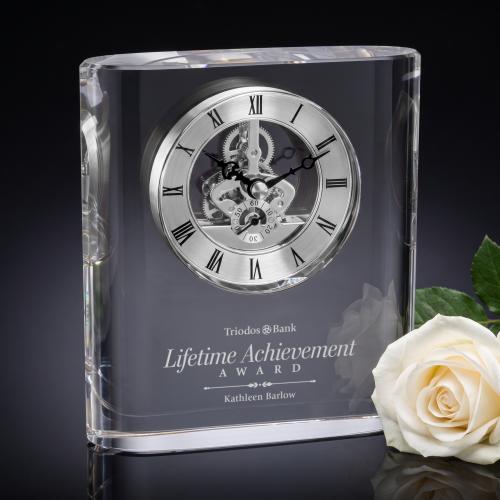 Crystal Clocks - Elegant Crystal Clock with Silver Accents