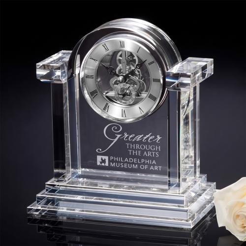 Crystal Clocks - Crystal Arch Clock with Silver Accents