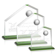 Green Globe Golf Trophy - Elegant Crystal Award - Trophies