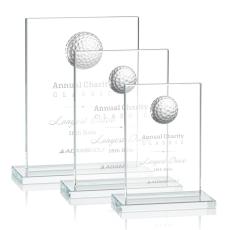 Golf Award with 3D Crystal Ball on Base - Trophies