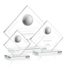 Golf Award with 3D Crystal Ball - 3 Sizes - Trophies