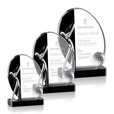 Black & Clear Crystal Golf Award - 3 Sizes - Golf Awards and Trophies