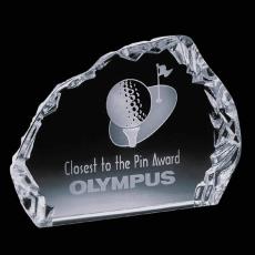 Golf Iceberg Crystal Award with Ball & Tee - Golf Awards and Trophies