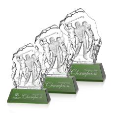 Green Crystal Golf Swing Trophy - Golf Awards and Trophies
