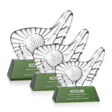 Green Crystal Golf Excellence Trophy - Golf Awards and Trophies