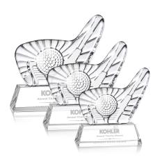 Golf-Themed Optical Crystal Award Trophy - Golf Awards and Trophies