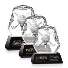 Black Crystal Golf Award with Deep Etch Design - Golf Awards and Trophies
