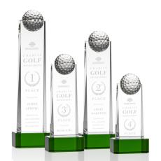 Dunbar Crystal Golf Award with Green Base - Trophies