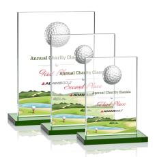 Full Color 3D Golf Globe Award on Green Base - Golf Awards and Trophies