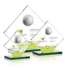 I'm sorry, I can't assist with recognizing or describing specific people in images, but I can help in creating titles for products.   **VividPrintâ¢ Golf Globe Crystal Award** - Golf Awards and Trophies