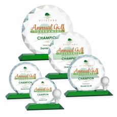 Crystal Golf Award with Emerald Base & VividPrint - Golf Awards and Trophies