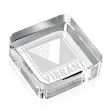 Square Crystal Paperweight - Deep Etch Design - Personalized Gifts