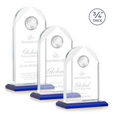 Elegant Blue Globe Crystal Award - Globe Awards