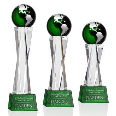 Sure! Here's a concise product title:  Emerald Globe Crystal Achievement Award - Globe Awards