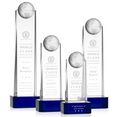 Crystal Globe Award on Blue Base - Globe Awards