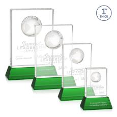 Optical Crystal Globe Award on Green Base - Globe Awards