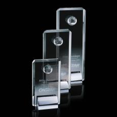Elegant Crystal Globe Award with Chrome Base - Corporate Awards