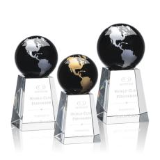 World Globe Crystal Award - Custom Etching - Corporate Awards