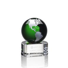 Green Crystal Globe Award on Base - Corporate Awards
