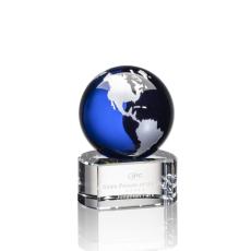 Blue Sapphire Globe Crystal Award - Corporate Awards