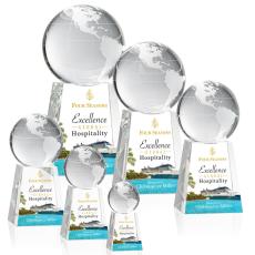 Elegant Crystal Globe Award on Tall Base - Globe Awards