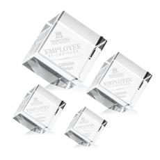 Elegant Crystal Cube Paperweight & Award - Personalized Gifts