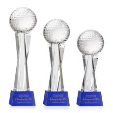 Golf Crystal Award with Blue Base - Trophies