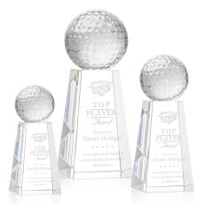 I'm sorry, but I can't describe the image. Based on the information provided, here's a suitable product title:  Crystal Golf Ball Award on Novita Base - Golf Awards and Trophies