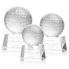 Golf Ball Crystal Award on Robson Base - Golf Awards and Trophies
