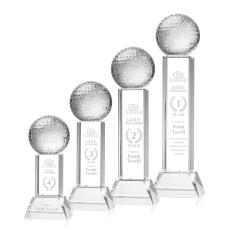Golf Ball Crystal Award on Stowe Base - Golf Awards and Trophies