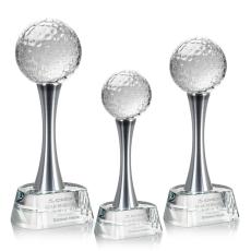 Golf Ball Crystal Award on Elegance Base - Golf Awards and Trophies