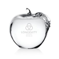 Crystal Apple Paperweight with Etching Option - Personalized Gifts