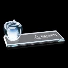 Elegant Glass Apple Award on Clear Base - Personalized Gifts