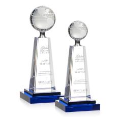 Crystal Globe Award with Cobalt Pedestal - Globe Awards