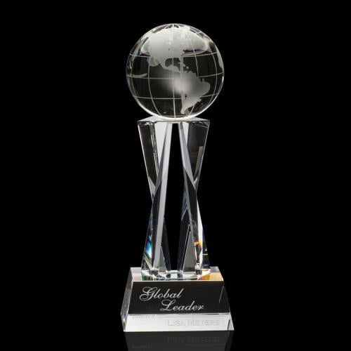 Trophies - Corporate Awards - Globe Awards - Elegant Crystal Globe Award - Handcrafted